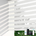 LazBlinds Motorized Zebra Roller Shades, Rechargeable Smart Blinds with Remote Control, Custom Size Light Filtering Dual Layer Roller Sheer Shades, White