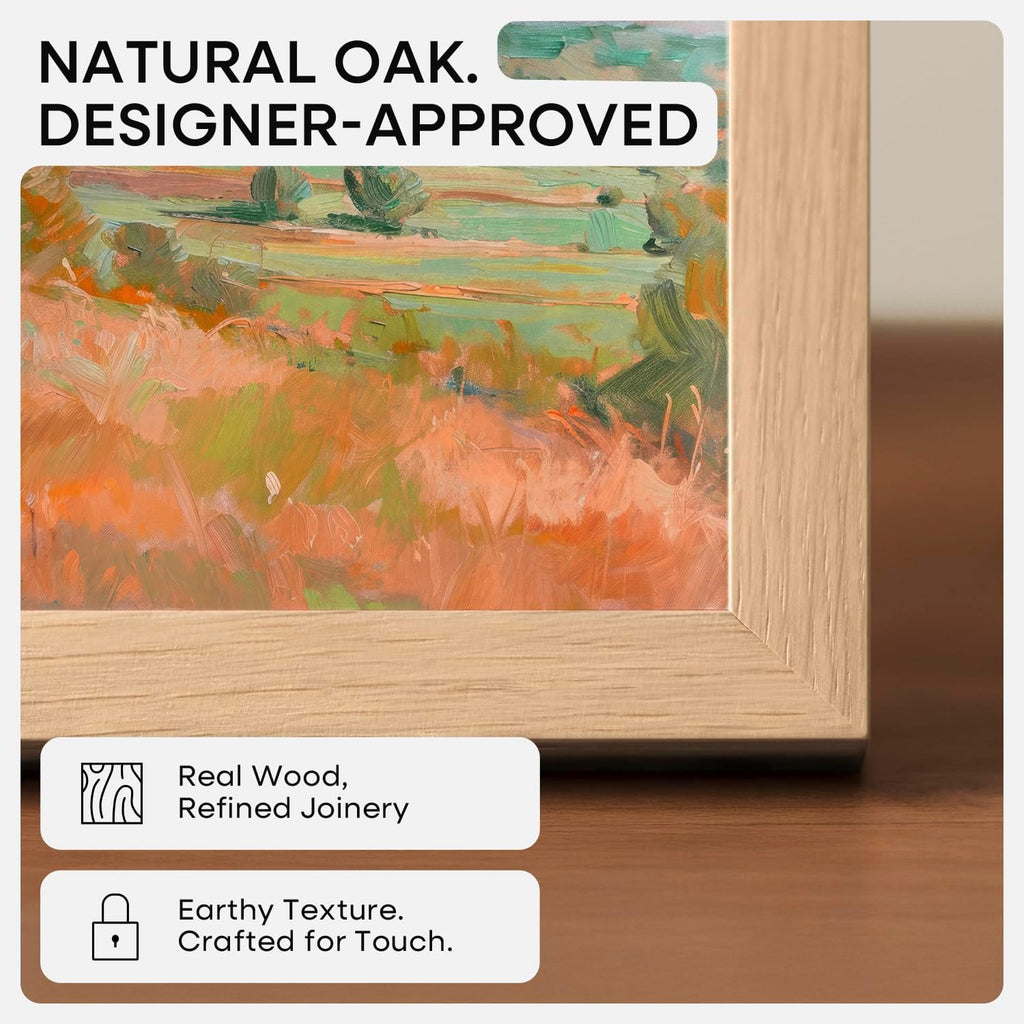 Homeforia 8x11 Picture Frame Wood, High End Natural Oak 8 x 11 Light Wooden Frames with Mat 6 by 9 inch Photo, 8by11 Frame Matted to 6x9 Art, Wall or Tabletop Frame, Tempered Glass, Wall Kit, Set of 1