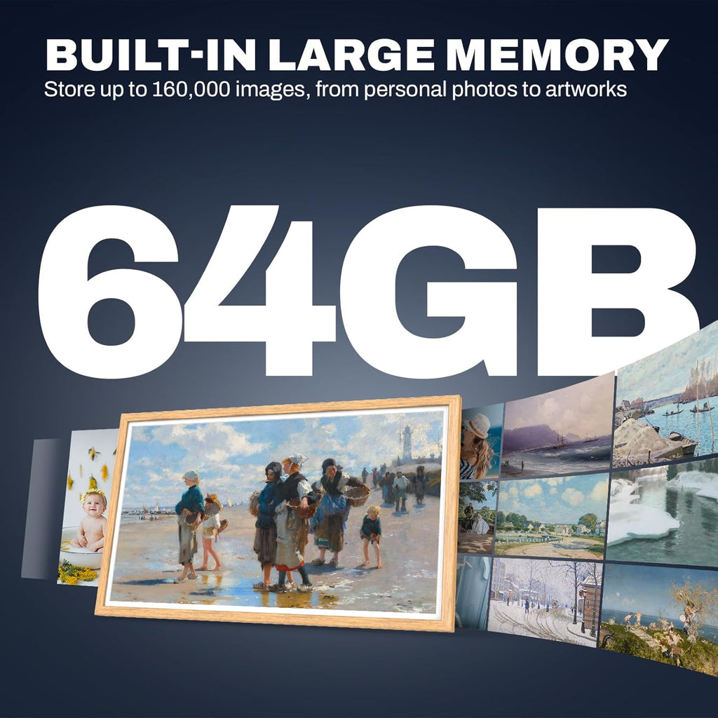 32 Inch FHD Extra Large Digital Picture Frame Touchscreen, 64GB FHD IPS WiFi Digital Photo Frame Remote, Share Photo/Video via Apps, Email, Auto-Rotate,Wood Pattern