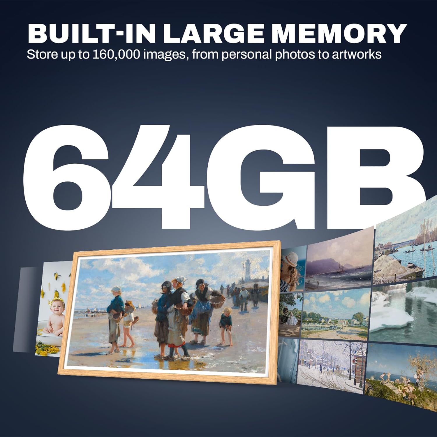 32 Inch FHD Extra Large Digital Picture Frame Touchscreen, 64GB FHD IPS WiFi Digital Photo Frame Remote, Share Photo/Video via Apps, Email, Auto-Rotate,Wood Pattern