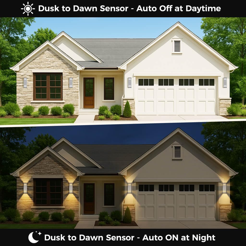 KIZON Smart RGB Outdoor Wall Light Dusk to Dawn, Voice & App Control Smart Porch Lights, Dimmable Up and Down Wall Sconce Stainless Steel Waterproof Exterior Light Fixture, Works with Alexa, 2 Pack