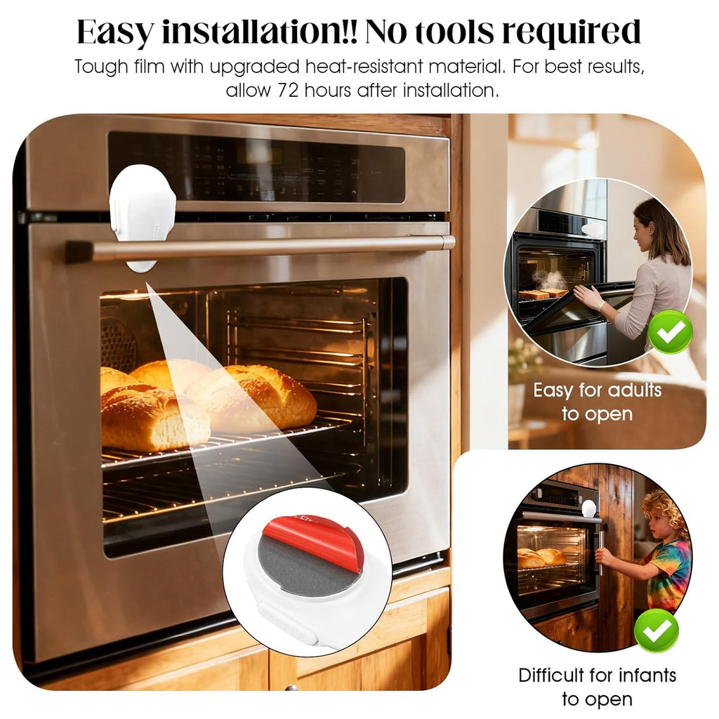 1 Pack Oven Lock for Baby Proofing - Heat Resistant, No Drill Adhesive Stove Door Lock, Child Safety Oven Lock (White)