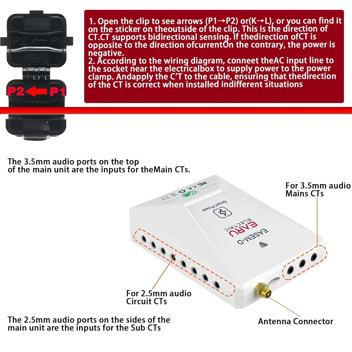 Smart Home Energy Monitor with 16 50A and 3-300A Circuit Level Sensors Real-Time Accurate Power Energy Consumption Tracking WiFi Meter SolarNet Metering2.4 GHz WiFi