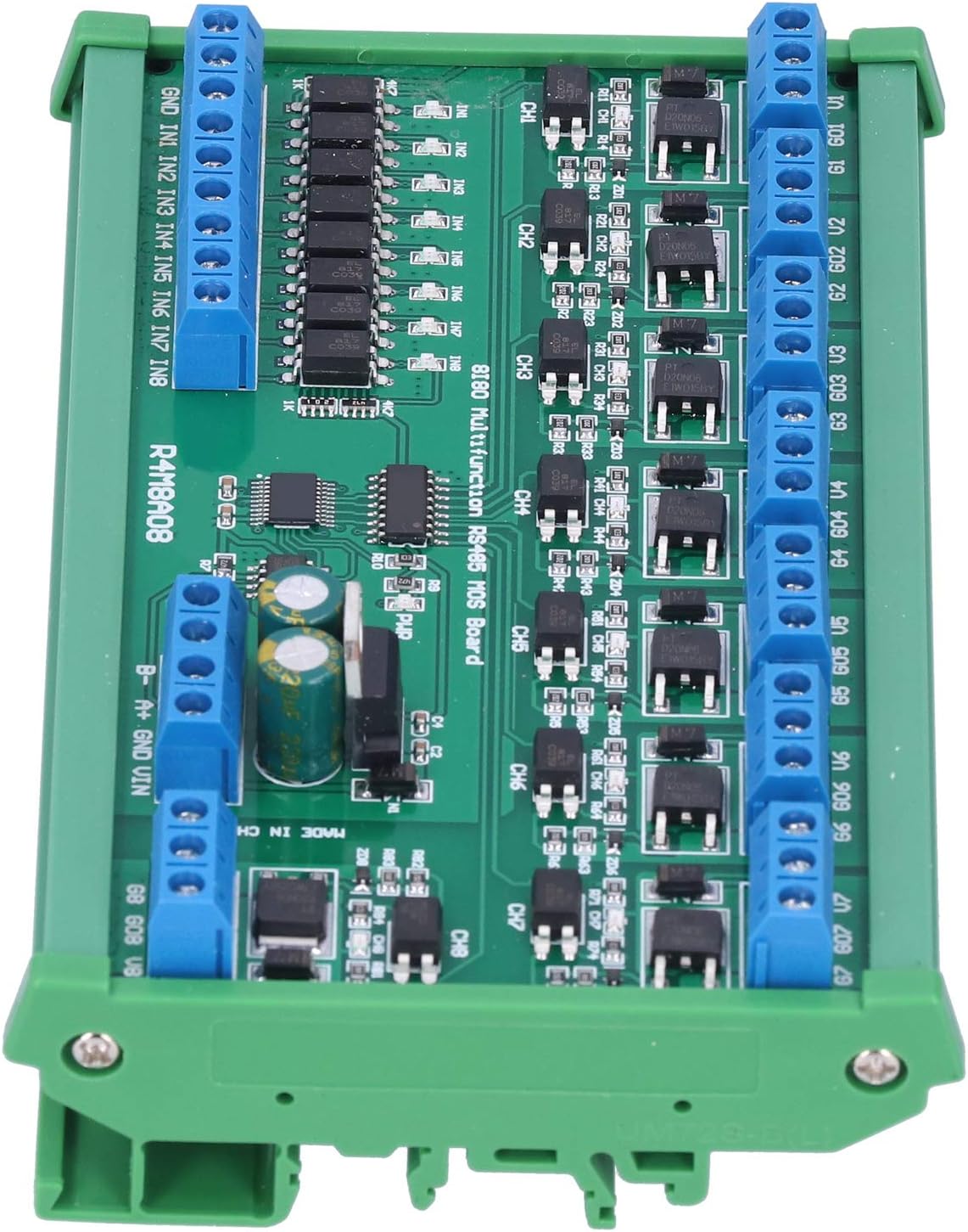 MOSFET Control Module 8 Channel Input Output RS485 Din Rail Mount Smart Home Automation Electronic Component for CCTV Camera System Motor Control