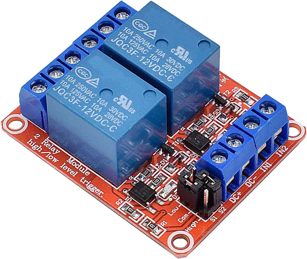 [2-Pack] DC 12V Relay Module 2-Channel Relay Switch with Optocoupler Isolation High/Low Level Trigger