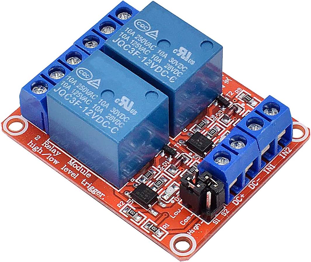 [2-Pack] DC 12V Relay Module 2-Channel Relay Switch with Optocoupler Isolation High/Low Level Trigger