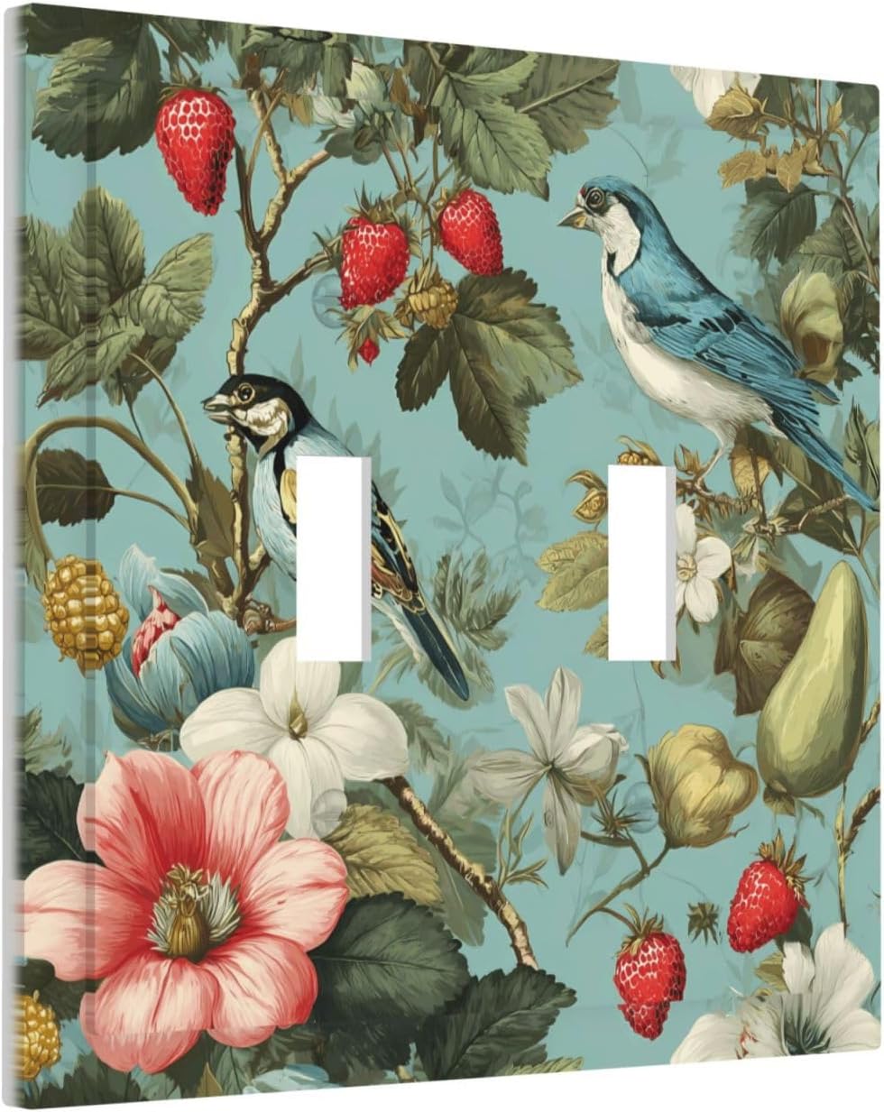William Morris Flower 2 Gang Double Toggle Wall Plate Cover Decorative Light Switch Covers Electrical Faceplate Switch Plates for Bathroom Kitchen Home
