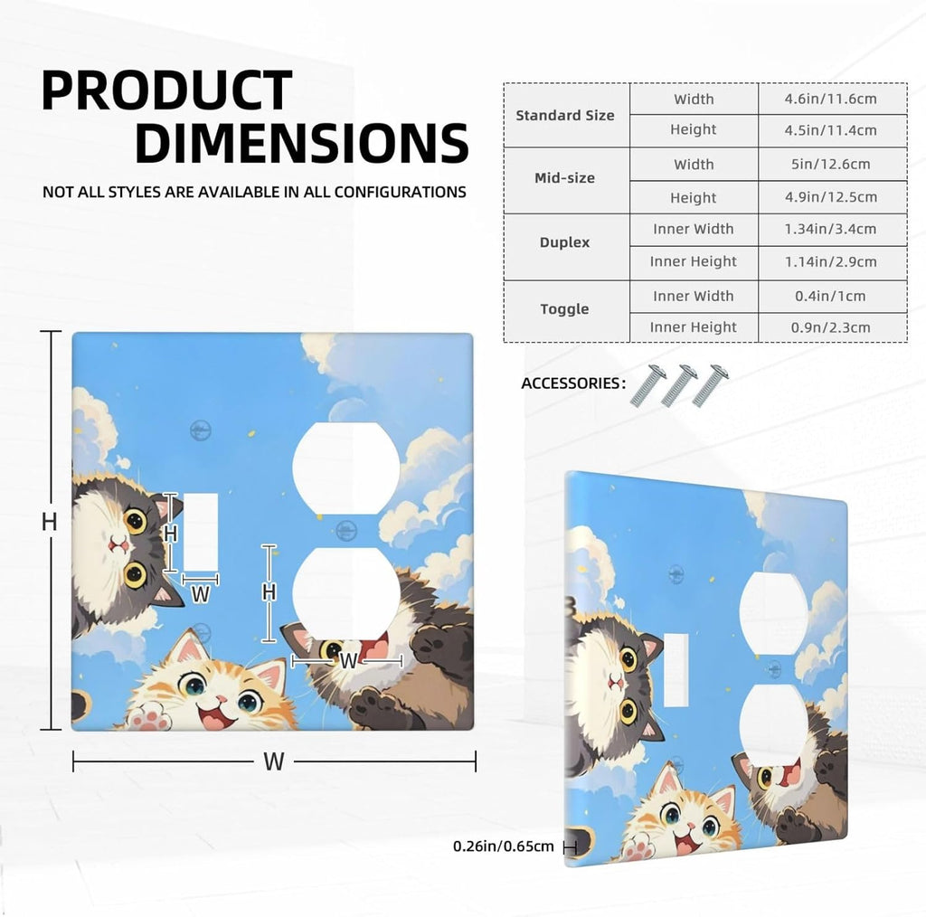 Wallplates Orange Gray Cute Cat Sky Cloud Cat S Paw 1 Toggle 1 Duplex Switch Plate Electrical Gfci Faceplate Decorative Light Switch Covers For Kids Room Nursery Decor