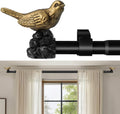 Vintage Gold Curtain Rod 48 to 90 Inches Curtain Rods for Windows Adjustable Drapery Rod with Bird Finials Heavy Duty Curtains Rods for Living Room Bedroom