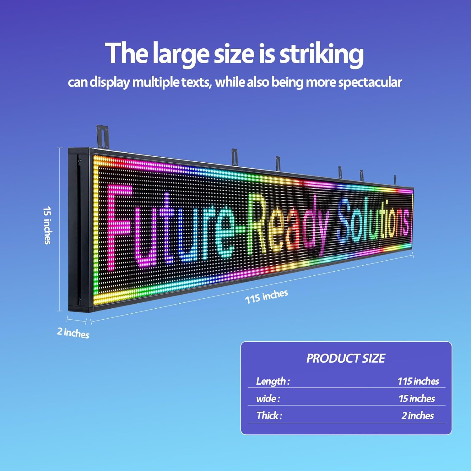 Outdoor Digital Scrolling Programmable Led Sign customizable Waterproof Business USB Wifi Control Display Pantalla Publicidad Word Bright Open Message Board Text (115"X14")
