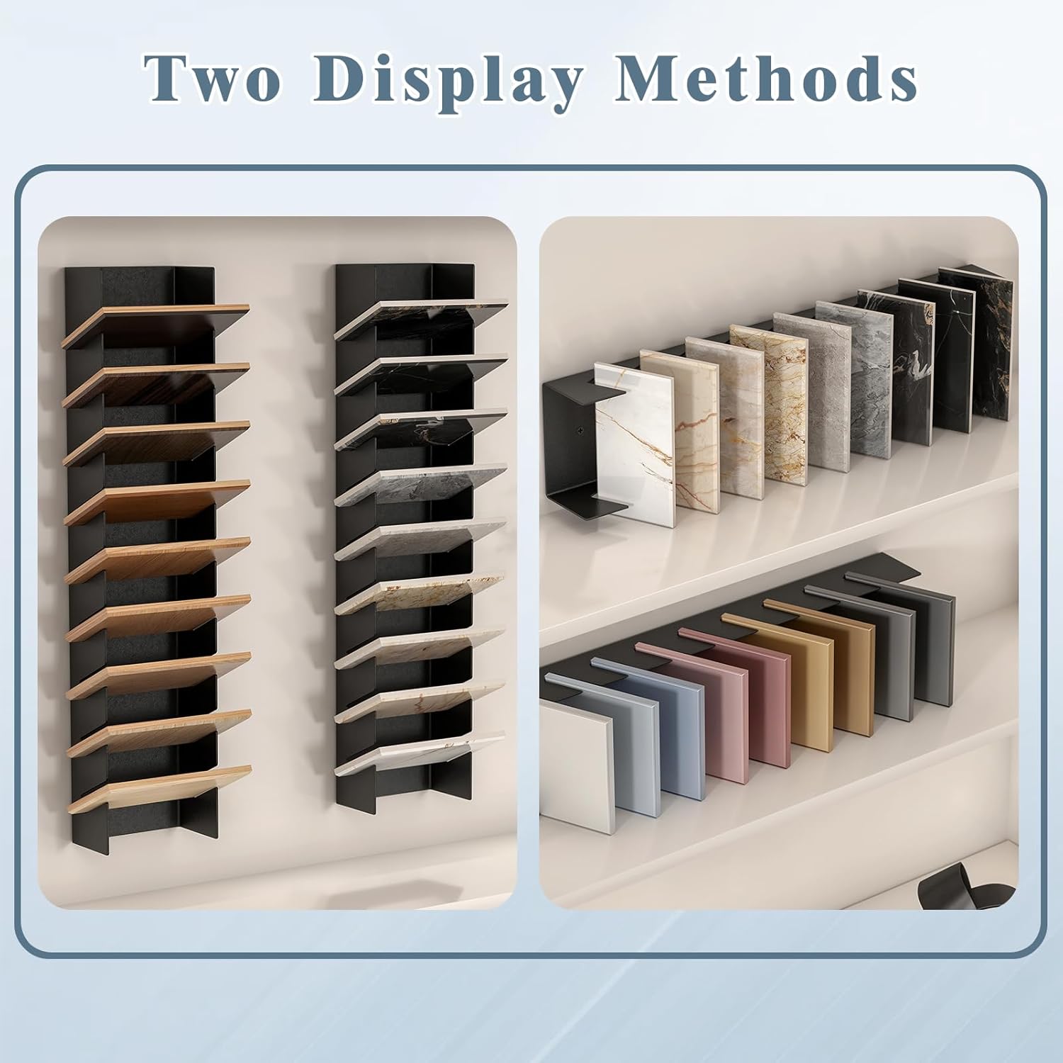 Small Tile Display Rack, Wall Mounted Tile Sample Storage Rack for Retail Stores, 9 Slots Tile Sample Storage Organizer for Wall, Floor Tiles Sample Holder for Trade Show Display