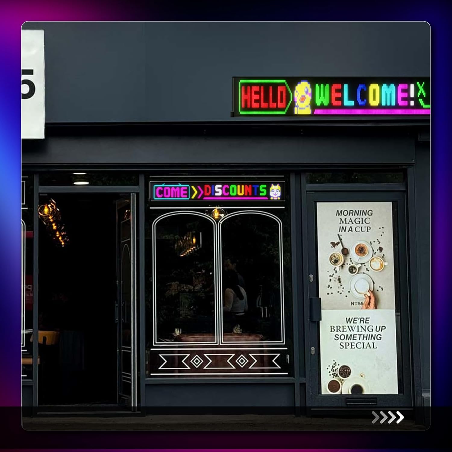 Large Programmable LED Sign, P5 Resolution Indoor Store LED Sign, Bluetooth APP, for Business Retail Shop Window Display (32"x 6")