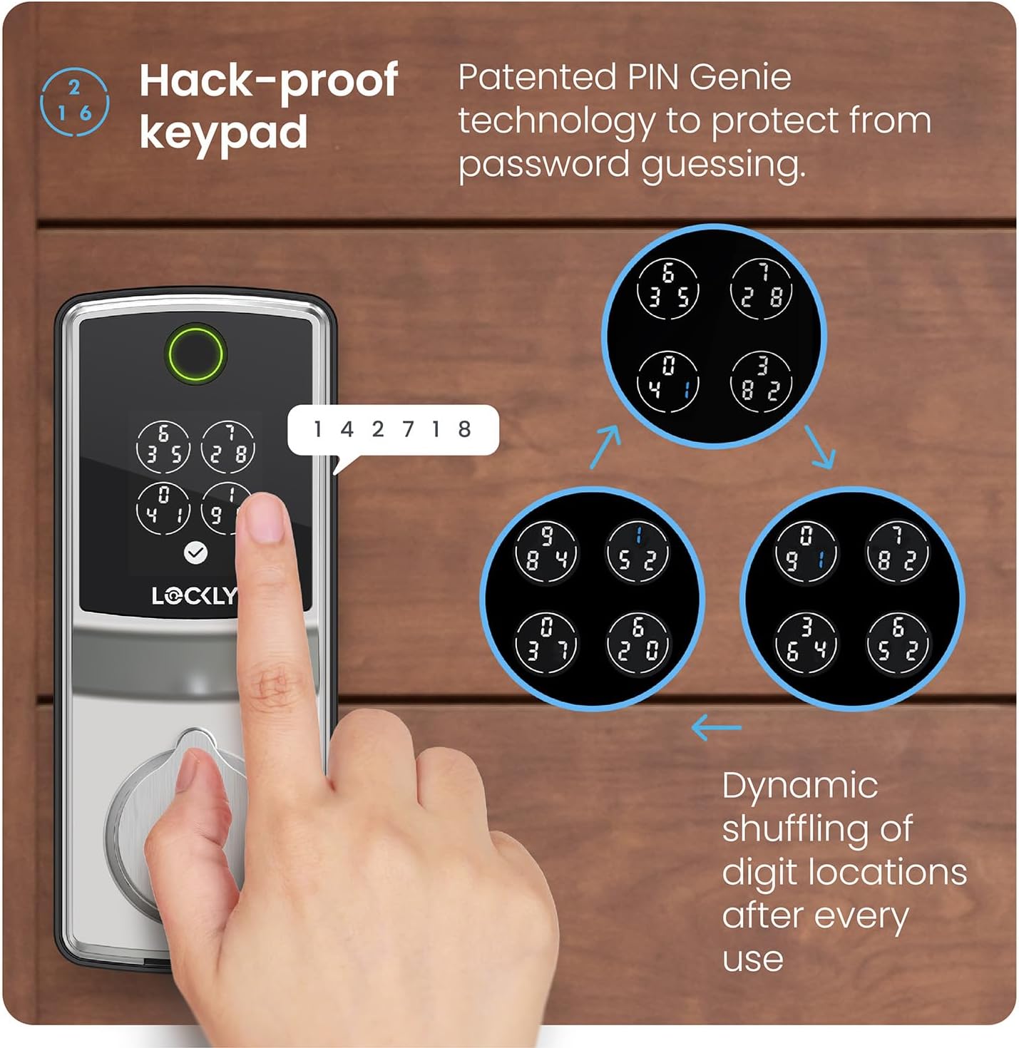 Lockly Secure Pro (2025 Latest Version), Smart Lock with Built-in Wi-Fi, New-Gen Fingerprint Door Lock, Keyless Entry Deadbolt, PIN Genie Keypad, Auto Lock, App Remote Control, Easy Installation