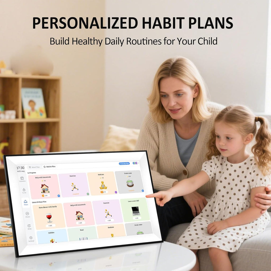 ASHATA 10.1 Inch Smart Digital Calendar, Touchscreen Family Planner with Chore Chart Meal Planner Auto Sync for Outlook, for iCloud, for Home Office Wall Mountable (US)
