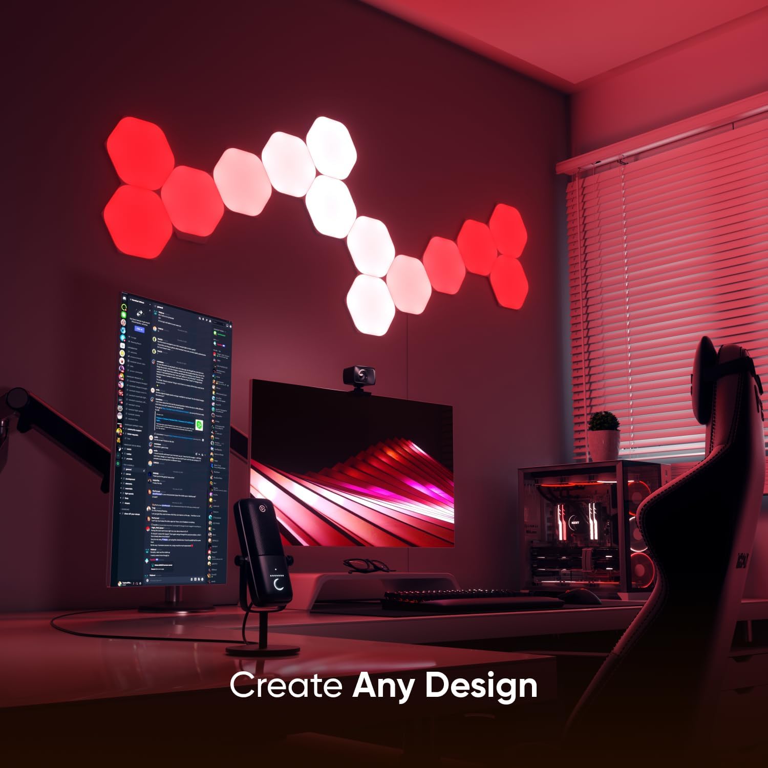 Nanoleaf Shapes LED Wall Lights, RGBW Smart Wall Panels with 16M+ Color, Compatible with Alexa & Google Assistant, Music Sync, DIY Gaming Light for Home Decor (Hexagons Smarter Kit 7 Pack)