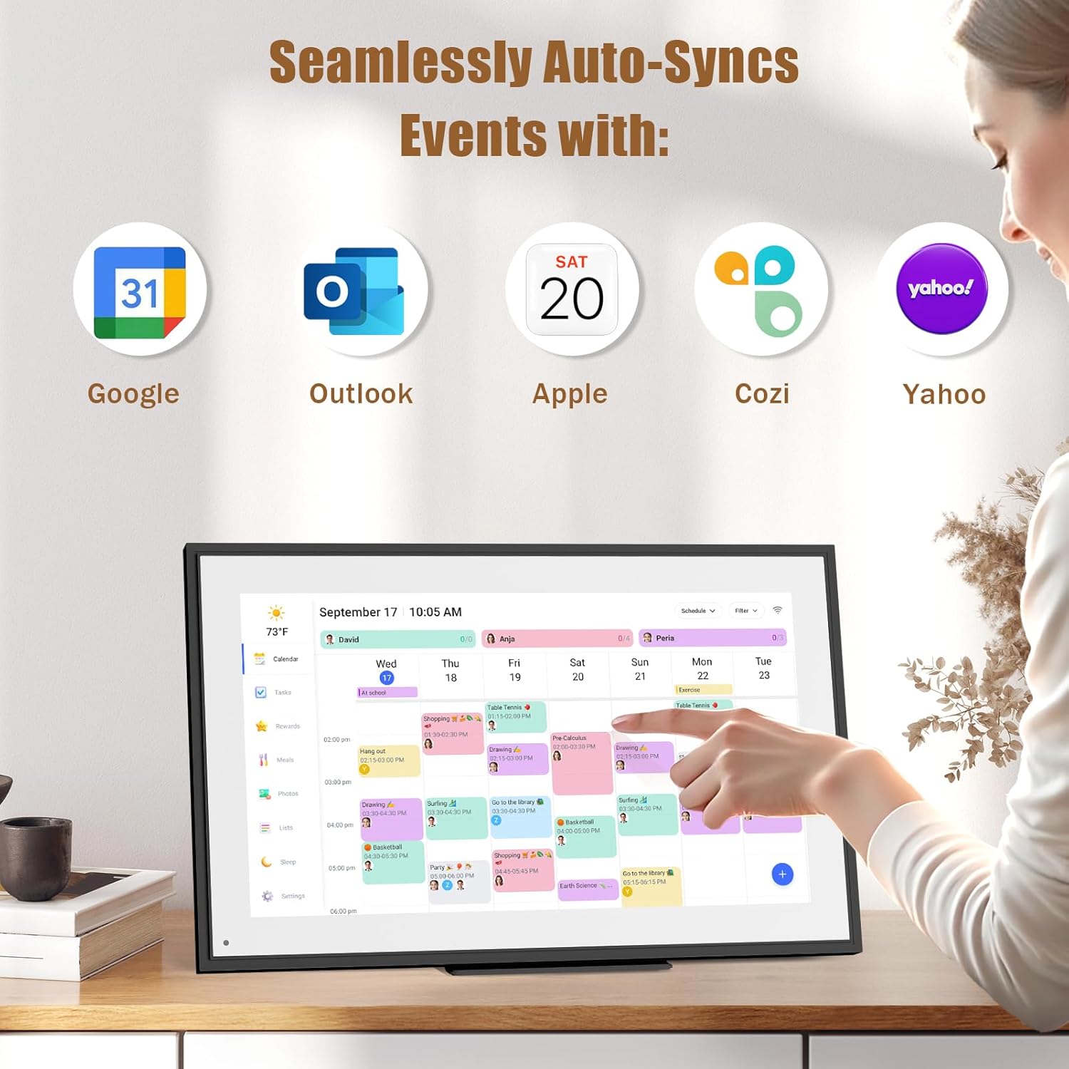 15.6 inch Wall Planner Digital Calendar Electronic Calendar Chore Chart,Smart Touchscreen Full HD Interactive Display for Family Schedules,Wall/Desk Mountable for Seamless Scheduling/Organizing