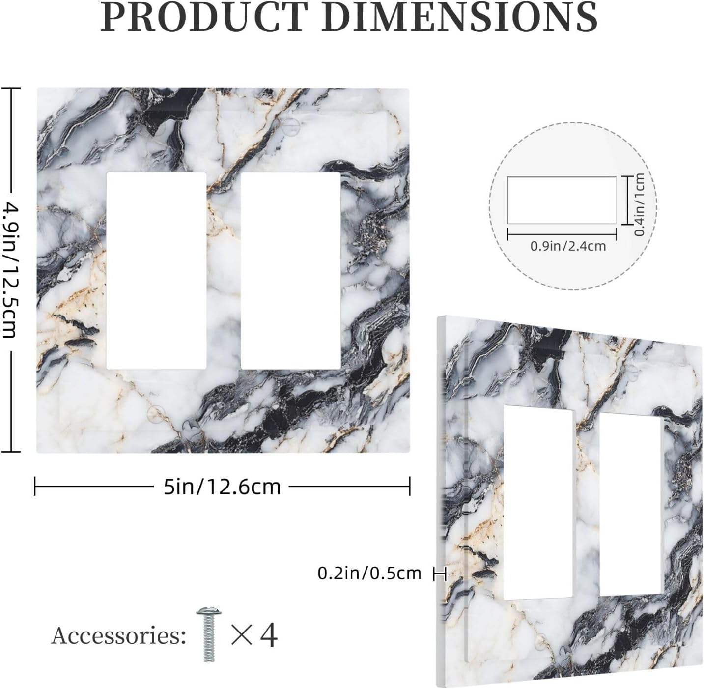 Decorative Outlet Covers Black Gold Marble Abstract Modern Luxury 2 Gang Double Rocker Light Switch Cover Plate Electrical Switch Plate Cover Decorate GFCI Wall Plate for Bedroom Home Decor