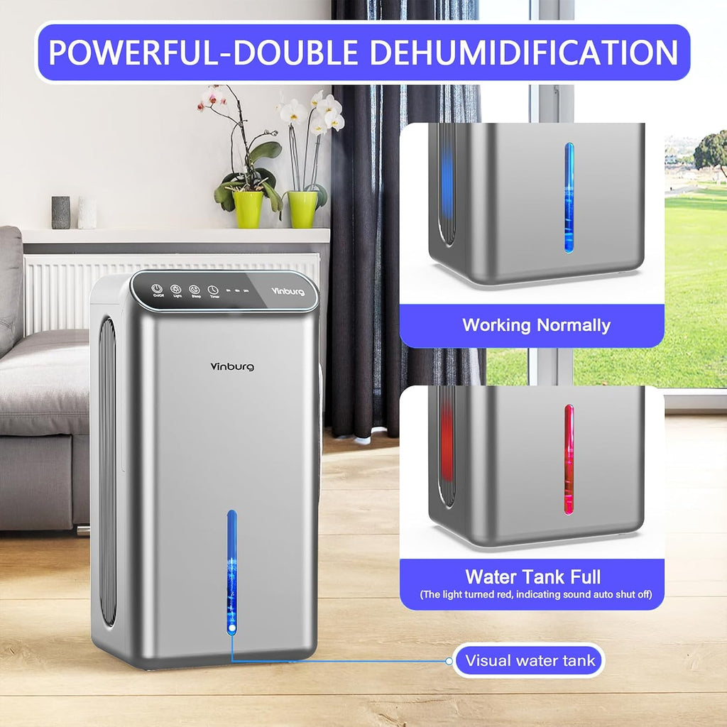 Dehumidifier for Basement (85 OZ, 800 sq ft) Quiet Dehumidifiers for Home, Auto Shut-Off, Sleep Mode, 3 Gear Timer(8H,16H,24H), Small Dehumidifier for Bedroom, Bathroom with Drain Hose