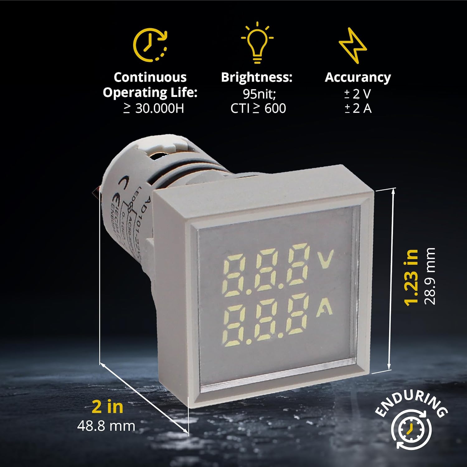 LED Voltage Display Panel Mount Volt Amp Meter, AD101-22VAMS 22mm Square Voltmeter and Ammeter, AC50-500V Voltage and 0-100A Current Meter, Grey (3 Pack)