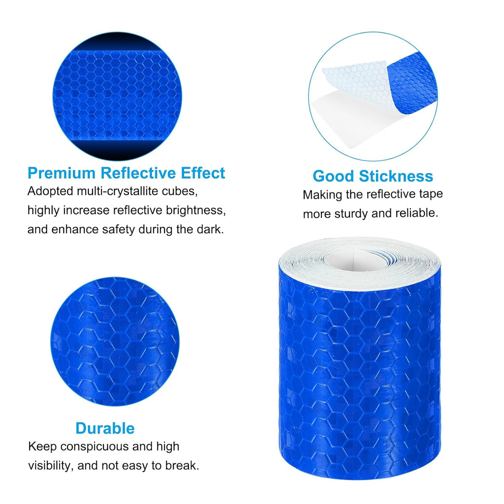 PATIKIL 2 Inch x 10 ft Reflective Tape, 1 Roll Waterproof Self Adhesive High Visibility Caution Warning Safety Tape Reflector with Scraper for Trucks Trailers Cars, Blue