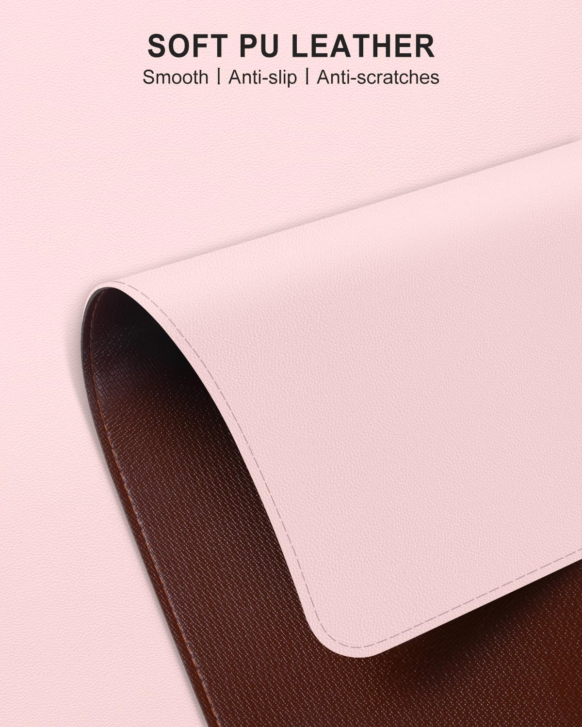 Heated Desk Pad, 23.6" x 14.2" Leather Non-Slip Warm Desk Pad, Large Mouse Mat with 3 Levels Heating & 3 Hours Auto Shut-Off, Hand and Foot Warmer for Office, Home, Pink