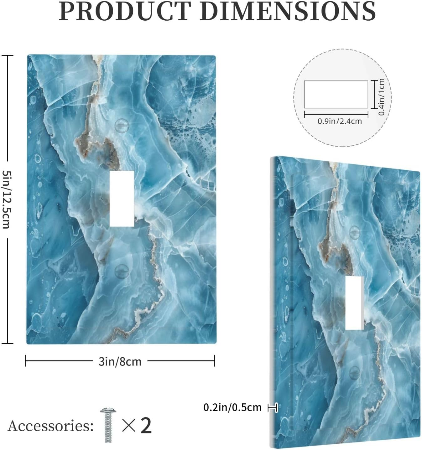 Decorative Light Switch Cover Plate Abstract Watercolor Blue Marble Texture 1 Gang Single Toggle Wall Plates for Electrical Outlets Outlet Covers Switch Plate Covers for Kitchen Decor