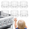 Stove Knob Covers for Child Safety (6 Pack), Stove Knob Safety Covers, Childproof Oven Lock Knob Covers with Adhesive, Prevent Kids-Pets from Gas Stove Knob Locks, Heat-Resistant Upgraded-Clear