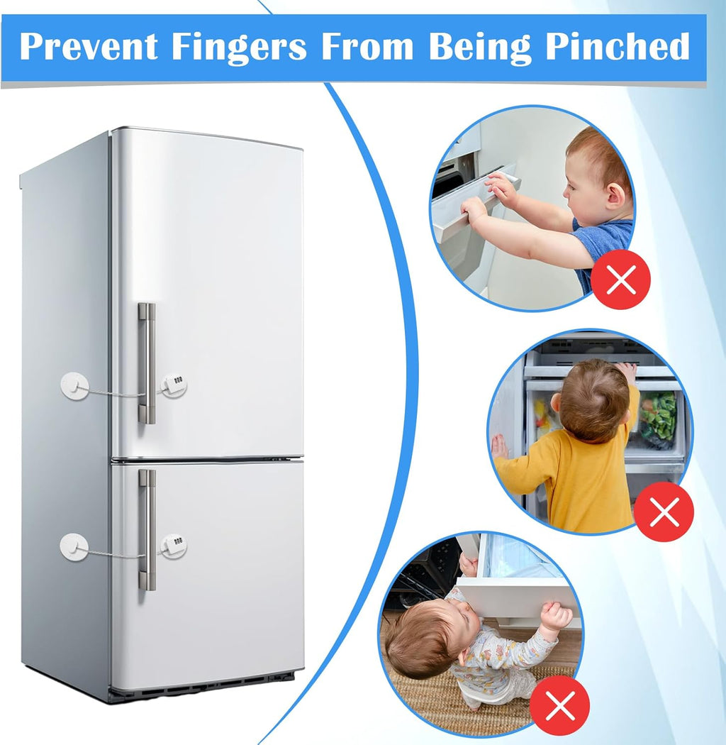 4PCS Refrigerator Locks Combination, Drill-Free Refrigerator Door Lock Fridge Lock Combination with Password, Mini Digital Refrigerator Lock for Freezer Door Lock (White)