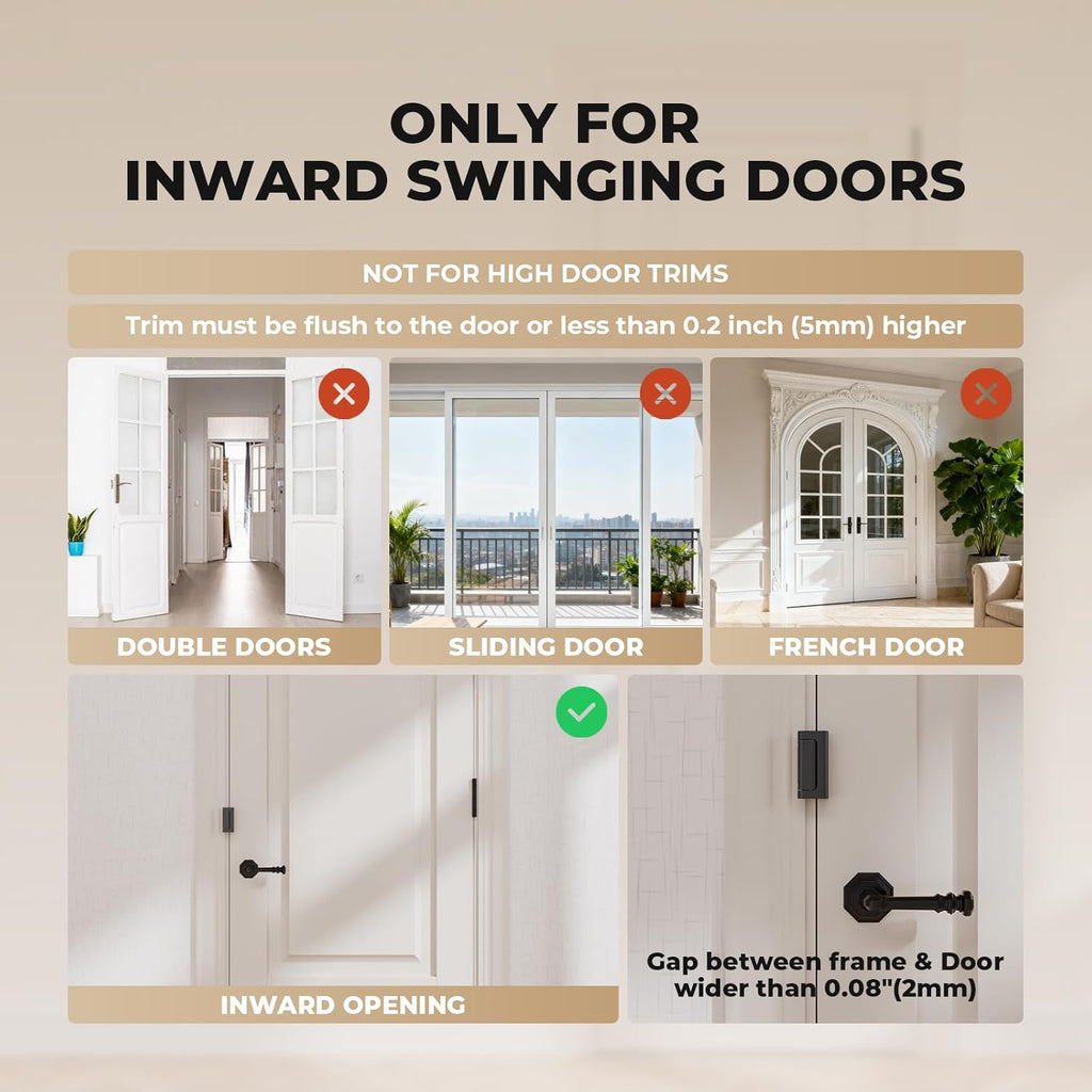 2 Pack Home Security Door Reinforcement Lock, Childproof Safety Door Lock Latch Stopper, Removable Screw-Mounted, Prevent Home Unauthorized Entry, Aluminum Construction, Withstands 800 lbs
