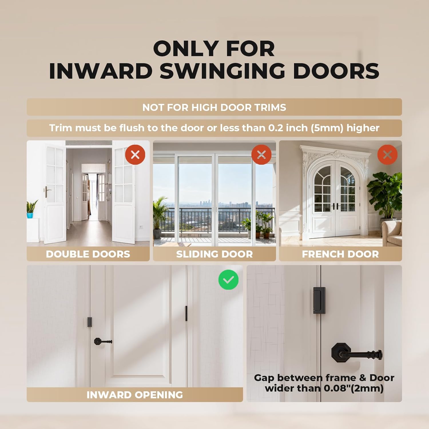 4 Pack Home Security Door Reinforcement Lock, Childproof Safety Door Lock Latch Stopper, Removable Screw-Mounted, Prevent Home Unauthorized Entry, Aluminum Construction, Withstands 800 lbs