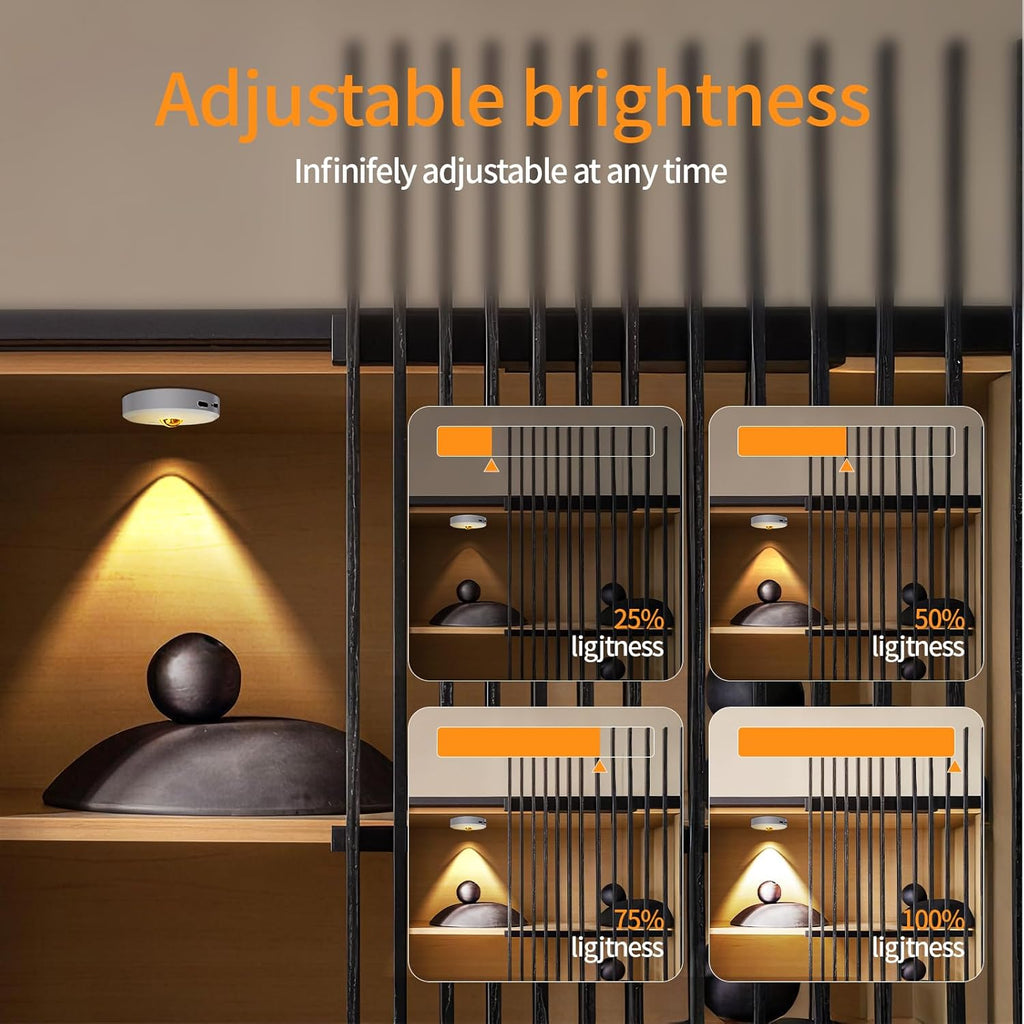 Puck Lights Cordless with Remote Control, 2200mAh Rechargeable Under Counter Lighting,3 Color Temperatures Dimmable Under Cabinet,Closet Light,Tap Light for Hallway (Silver, 5PCS)