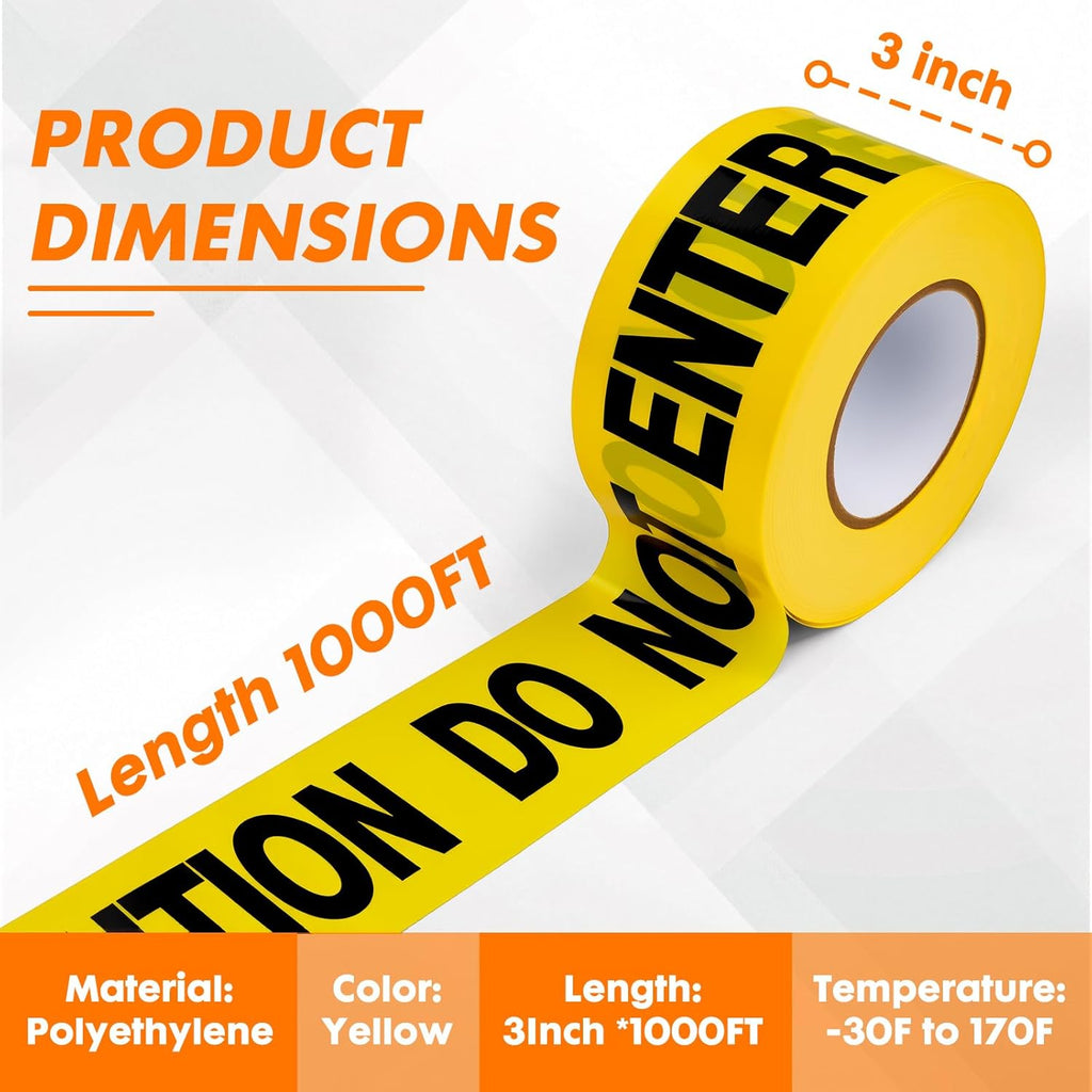 Caution DO NOT Enter Tape – 3 Inch x 1000 Feet | Bright Safety & Hazard Tape with Bold Black Text for Construction, Events, and Dangerous Areas (Caution DO NOT Enter, 1 Pack)