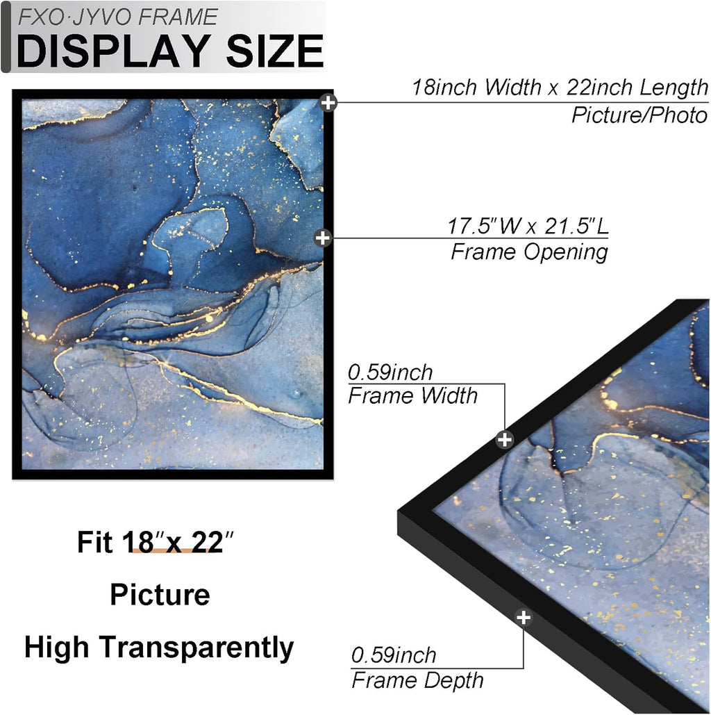 18x22 Picture Frame Set of 6, Black Frame for 18 x 22 Inch Picture Poster Photo, Light Weight and High Transparent 18 by 22 Frame for Wall - 6 Pack/Black/18 x22