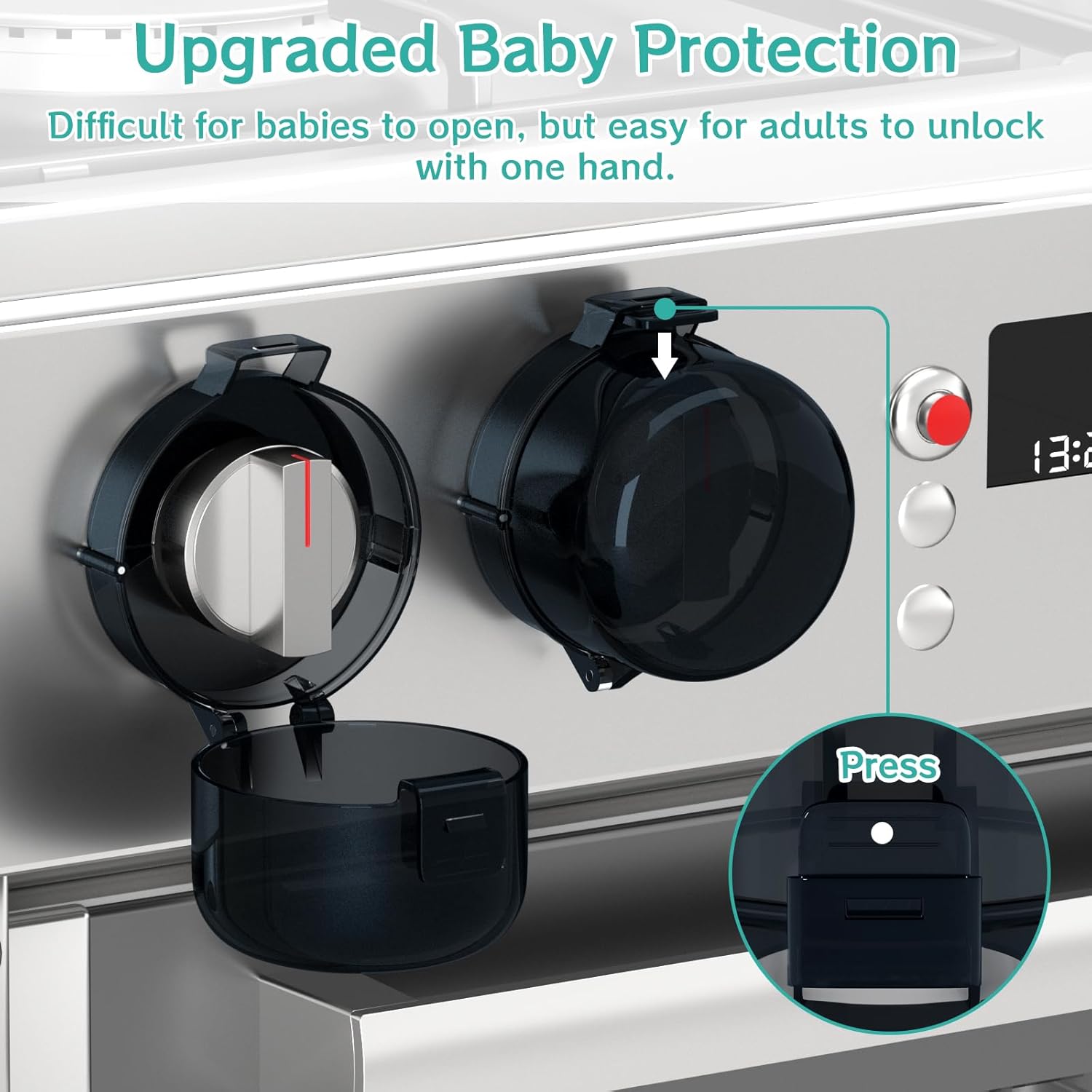 Stove Knob Covers for Child Safety,AOSITE Upgraded Gas Knob Covers for Kids Stove Guard with Strong Adhesive, 5 Pack Durable Design Childproof Oven Knob Locks for Babies and Pets,No Screws or Drill