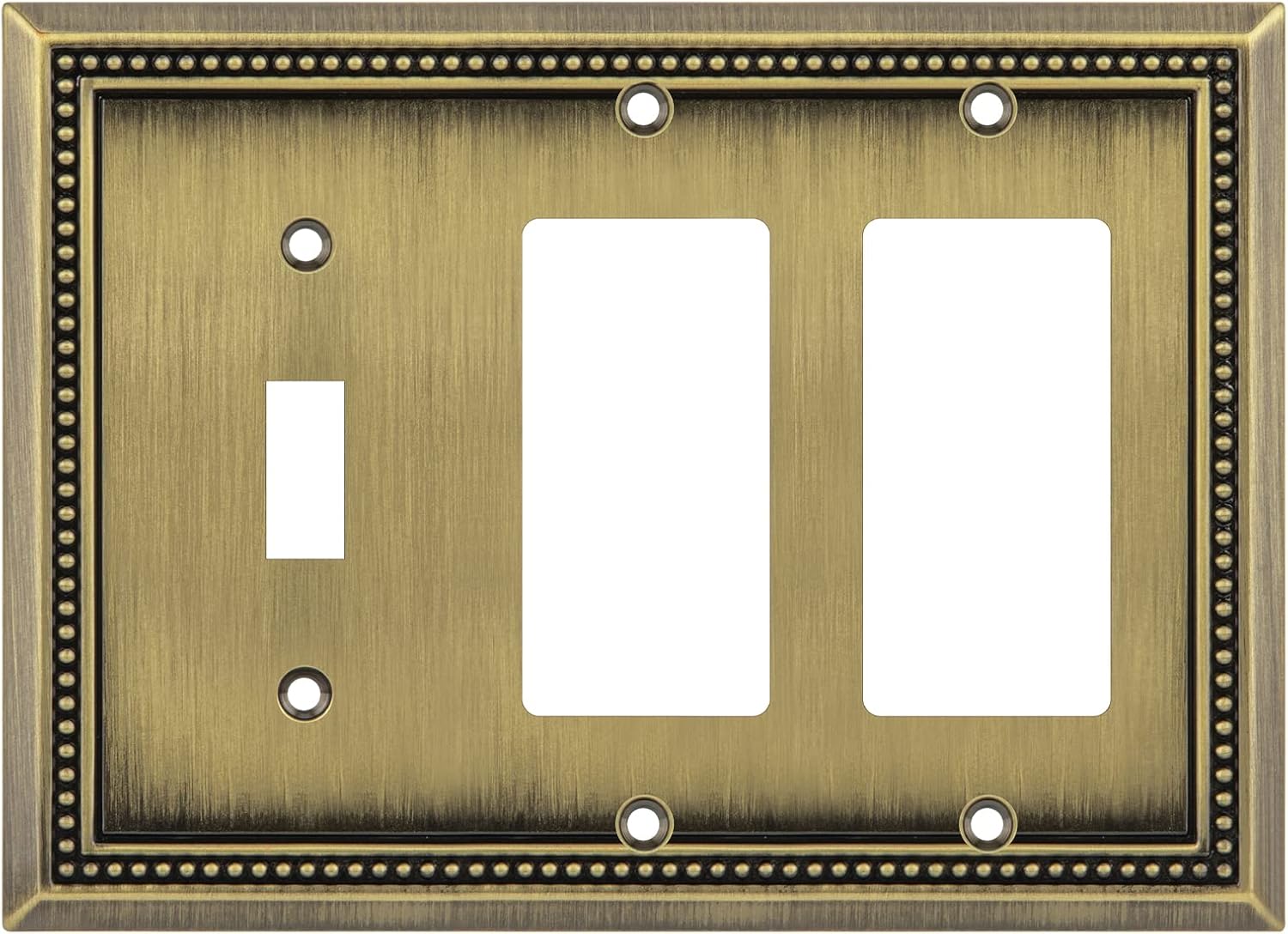 Henne Bery Sunken Pearls Heavy Duty Decorative Wall Plate Switch Plate Outlet Cover (Single Toggle/Double Decorator, Antique Brass)
