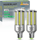 Radar Motion Sensor LED Light Bulbs, 32W Daylight White 6000K 4000LM (300W Equivalent) Auto Motion Detector Activated Dusk to Dawn Light for Stairway, Hallway, Porch, Garage, Driveway, Patio, 2 Pack