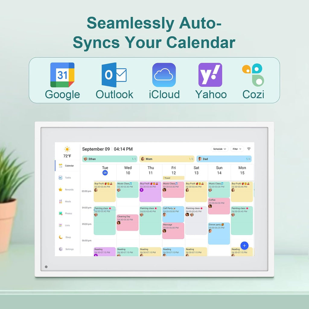 Canupdog Digital Calendar, 10.1inch Smart WiFi Digital Calendar&Chore Chart, Touch Screen HD Display for Family Schedules, Share Moments Instantly from Anywhere, Christmas Gifts for Women Mom