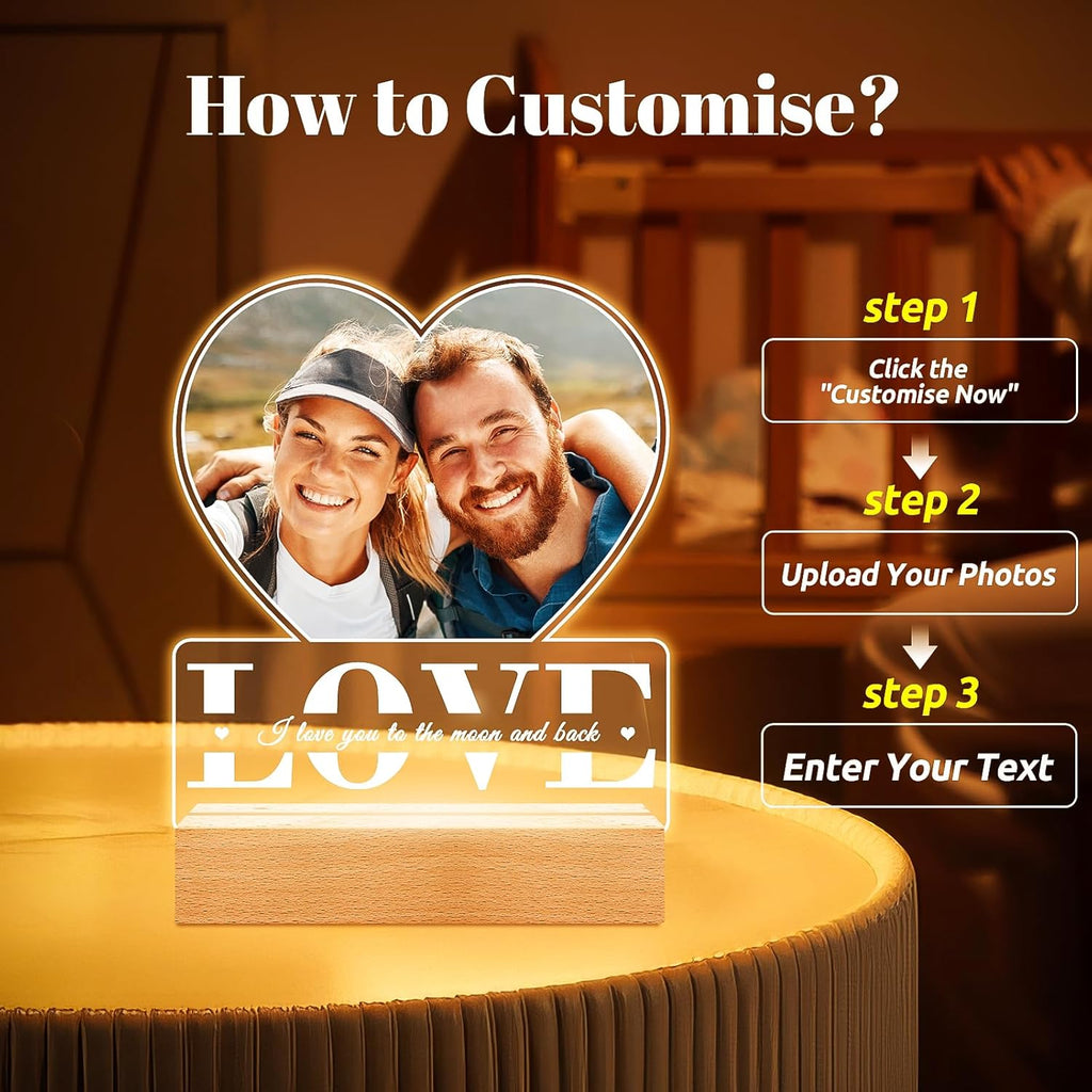 Custom Picture Frames, Personalized Photo Frame, Customized Picture Frame, Personalized Anniversary Valentines Day Gifts for Women Men Him Her Girlfriend Boyfriend Couple Wife