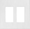 LIDER Brushed Finish Decorator Switch Cover, Screwless Wall Plate, Mid-Size 2-Gang 4.88" x 4.92", Unbreakable Polycarbonate Thermoplastic, UL Listed, LSWP-32M-BW, Brushed White