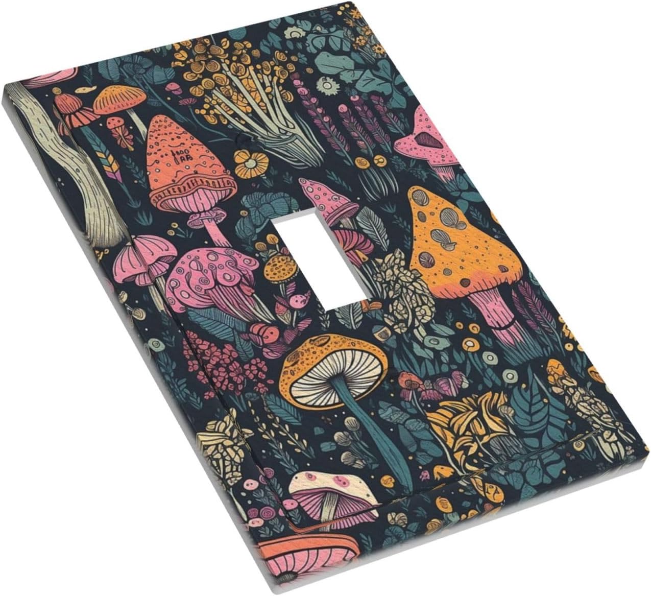 Decorative Light Switch Cover Multicolored Mushrooms Colorful Plant Single Toggle Switchplate 1 Gang Personalized Wall Plate Switchcover Decora Light Switch Plate for Home Office Decor