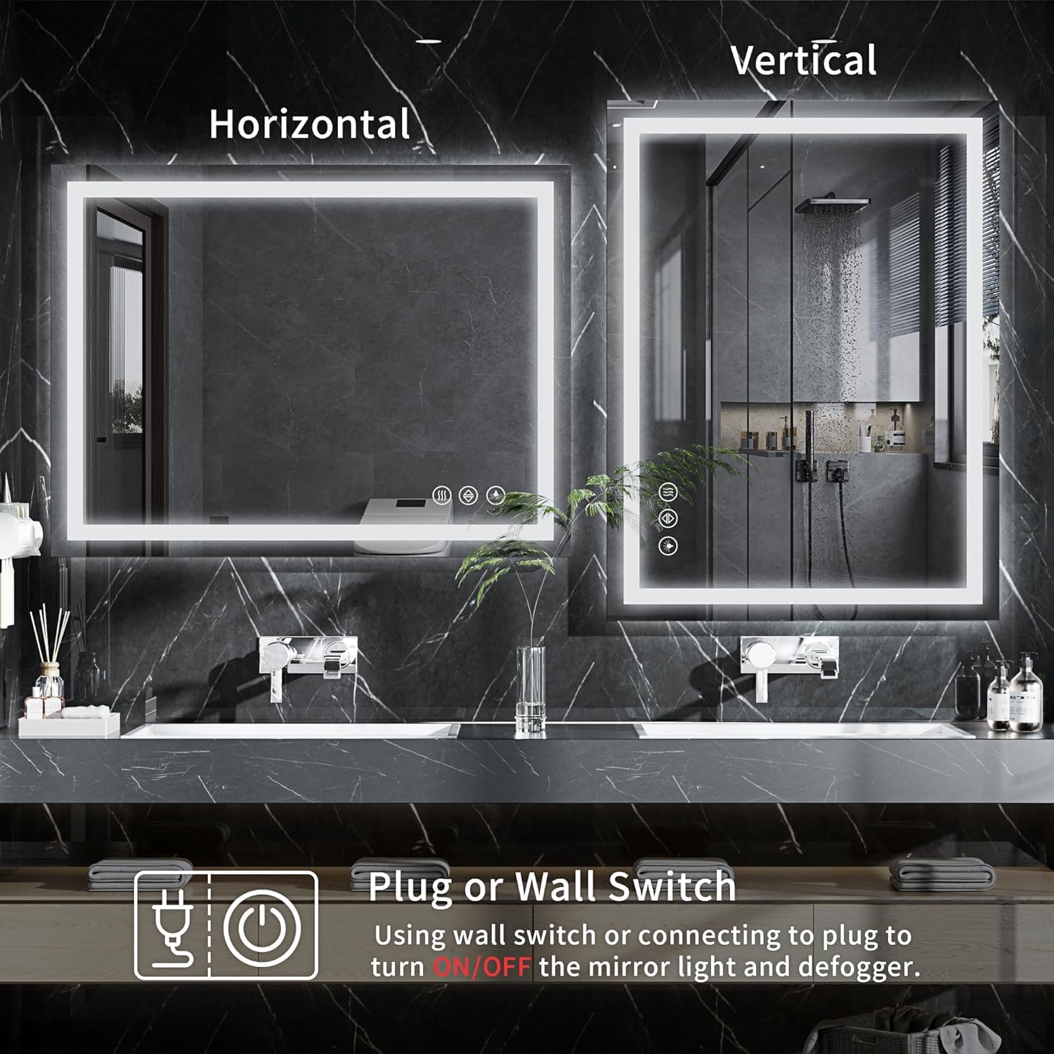 20"x28" LED Bathroom Mirror with Lights, Dimmable, Anti-Fog, Lighted Bathroom Vanity Mirror for Wall, Backlit + Front Lit, Memory Function, Shatter-Proof, Tempered Glass