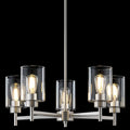 Doraimi Lighting 5 Light Chandelier Clear Glass Shades Classic Style Ceiling Pendant Light Fixture Brushed Nickel Finish for Meeting Room Dining Room Over Table Living Room