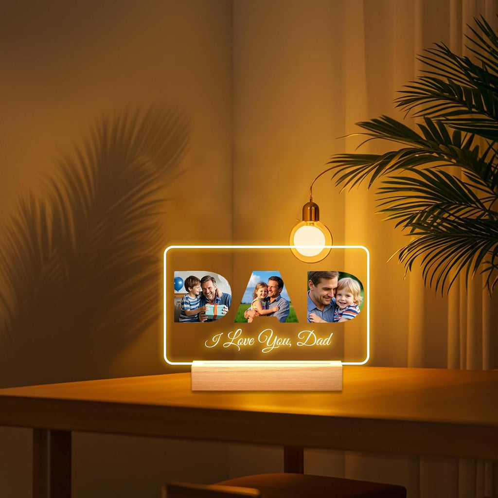 Personalized Picture Frames with Photo, Custom Photo Frame with Night Light, Customized Girlfriend Photo Gifts, Ideal Gift for Couples Anniversary Birthday Mom Dad Him Her