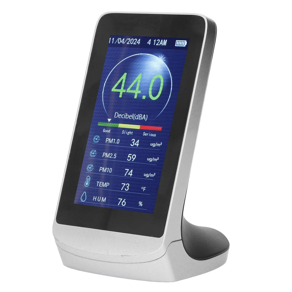 Sound Meter, Wall Hanging LCD Sound Level Meter 30-130db Noise, Temp, Humidity, PM2.5 Detector - Sensor, Large Display, Ideal for Home and Office