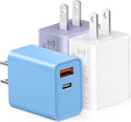 iPhone 15 16 17 Pro Max Charger, Upgraded Certified 3-Pack 20W Durable Dual Port PD Block Fast USB-C Wall Charger for iPhone14/15/16/17/Pro Max, XS/XR/X, iPad Pro, AirPods Pro, Samsung