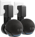 Wall Mount Holder for Dot 4th/5th Generation, Outlet Hanger for Dot 45h/5th Gen, Smart Speaker Stand, Space-Saving Accessories, Built-in Cable Management Shelf(2 Pack,Black)