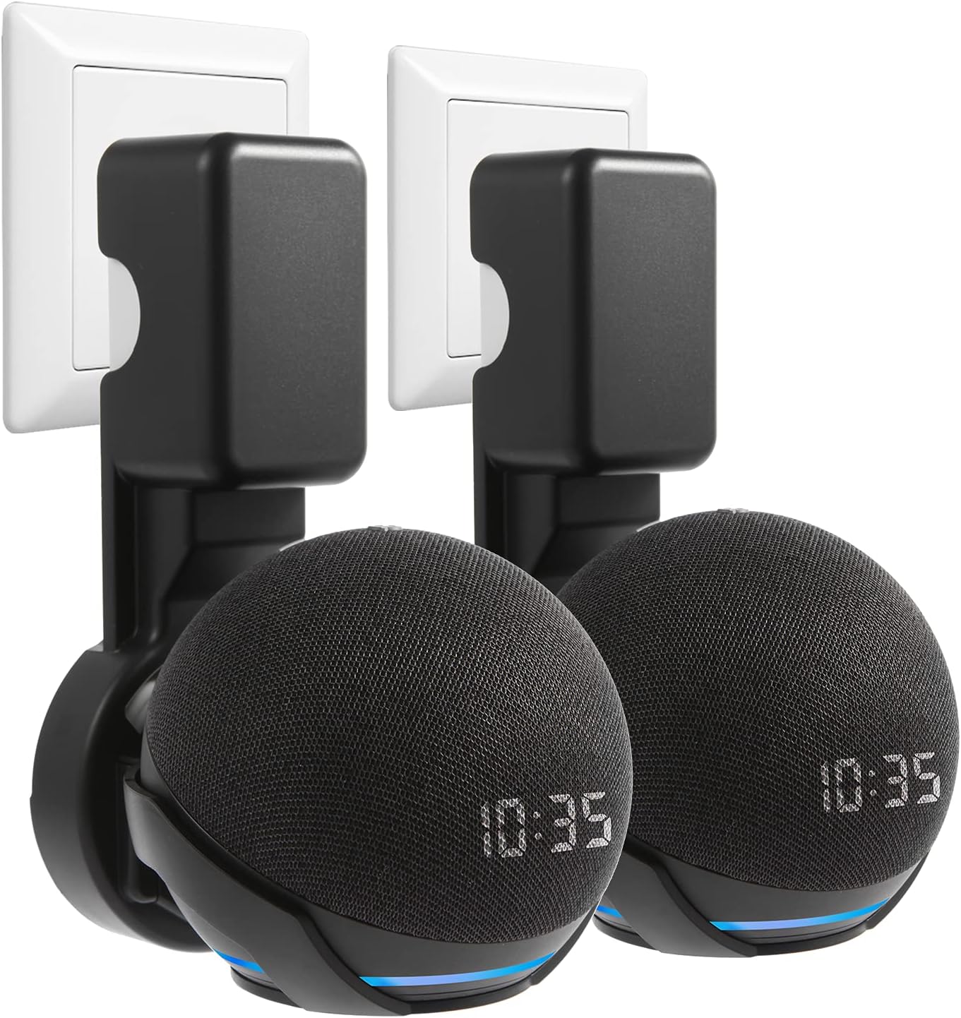 Wall Mount Holder for Dot 4th/5th Generation, Outlet Hanger for Dot 45h/5th Gen, Smart Speaker Stand, Space-Saving Accessories, Built-in Cable Management Shelf(2 Pack,Black)