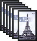 VCK 14x24 Picture Frames Black Set of 6, Wide Border Wood Poster Frame, Multi-Directional Display Family Photos, Office Prints, Studio/Gallery Artwork, Woodgrain Series, Wall Hanging