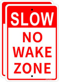 Joffreg Slow Down No Wake Zone Sign,17 x 12 Inches,Reflective Aluminum,UV Printed,Weather Resistant,Waterproof,Durable Ink,Easy to Mount,Outdoor Use,2 Pack