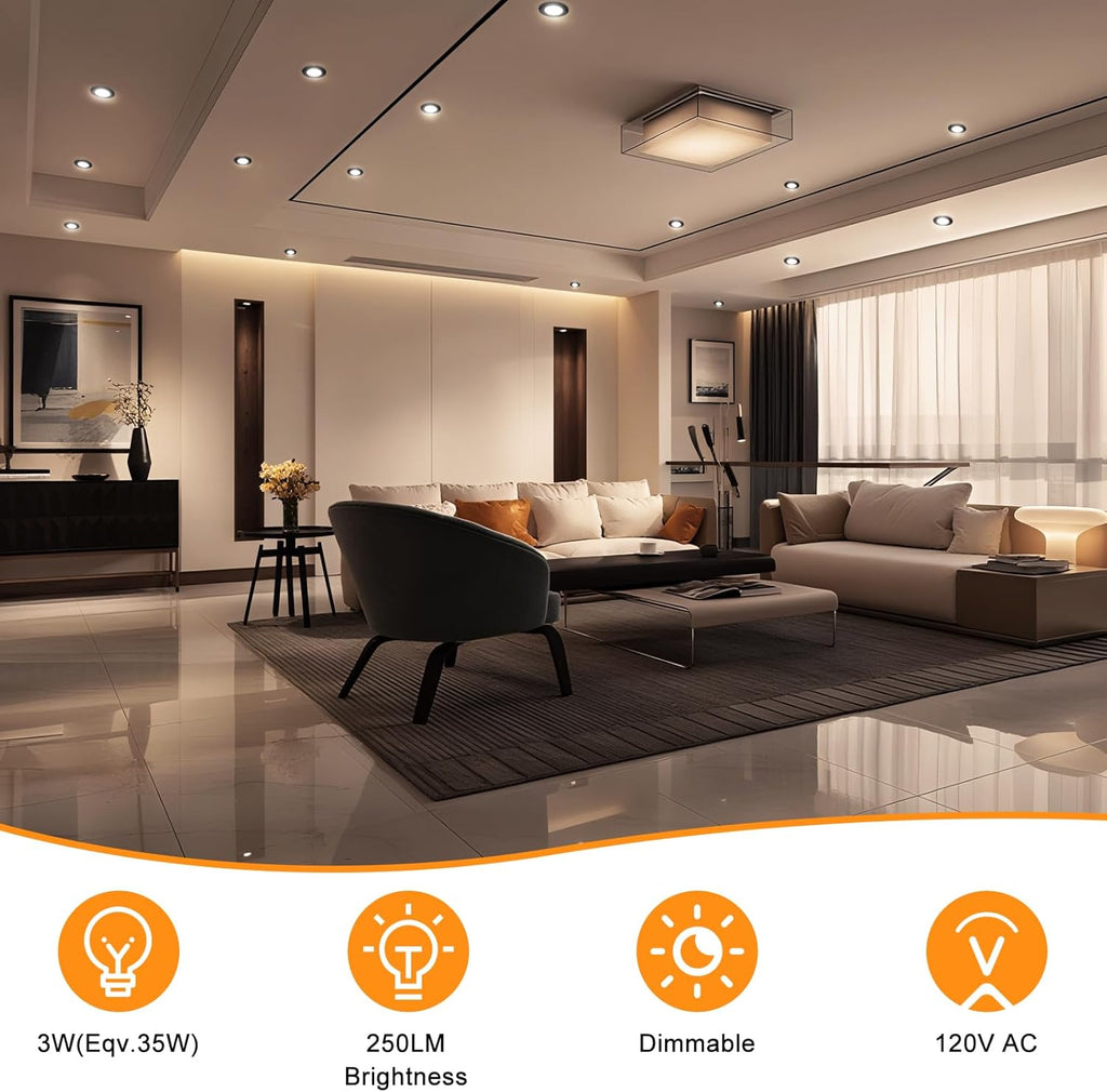 YGS-Tech 2 Inch LED Recessed Lighting, Dimmable Downlight 3W(35W Halogen Equivalent), CRI80, 3000K Warm White Ceiling Light with LED Driver(4 Pack)